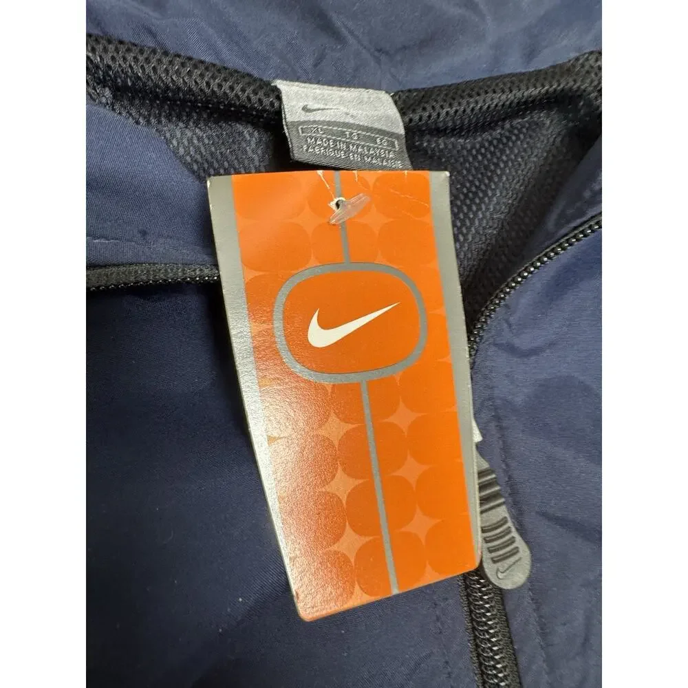 VTG NWT Nike Gray Tag XL Dark Navy Blue Full Zip Mesh Lined Windbreaker Jacket